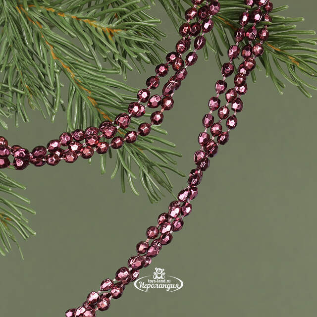 Бусы на елку Алмазная Россыпь 270 см сливовые, пластиковые Kaemingk