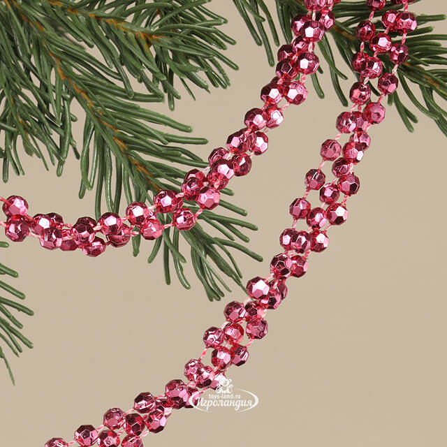 Бусы на елку Алмазная Россыпь 270 см розовая азалия, пластиковые Kaemingk