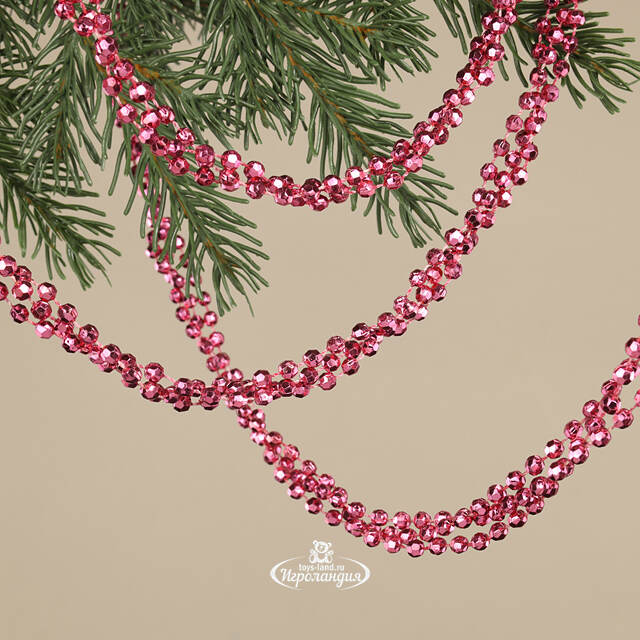 Бусы на елку Алмазная Россыпь 270 см розовая азалия, пластиковые Kaemingk