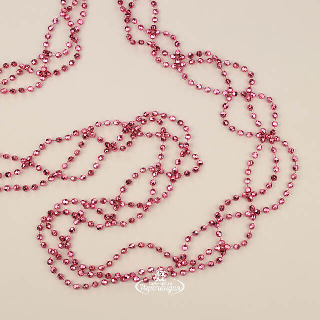 Бусы на елку Алмазная Россыпь 270 см розовая азалия, пластиковые Kaemingk