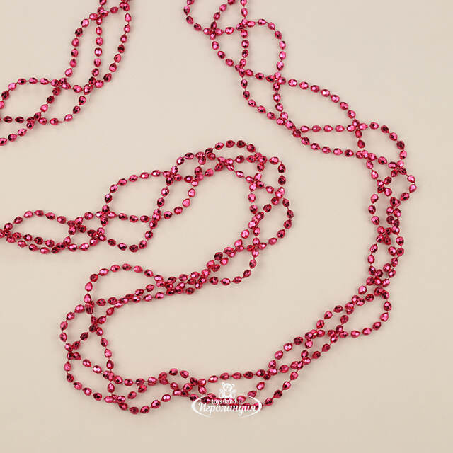 Бусы на елку Алмазная Россыпь 270 см малиновая фуксия, пластиковые Kaemingk