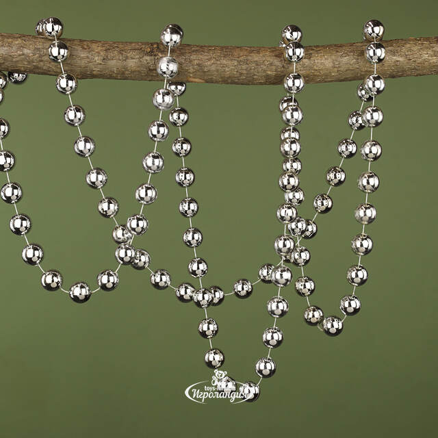 Бусы на елку Гигант 2 см*270 см серебряные, пластиковые Winter Deco