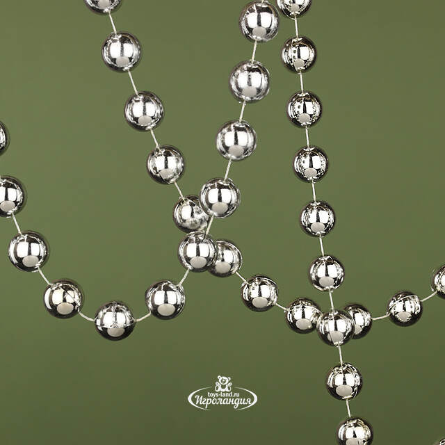 Бусы на елку Гигант 2 см*270 см серебряные, пластиковые Winter Deco