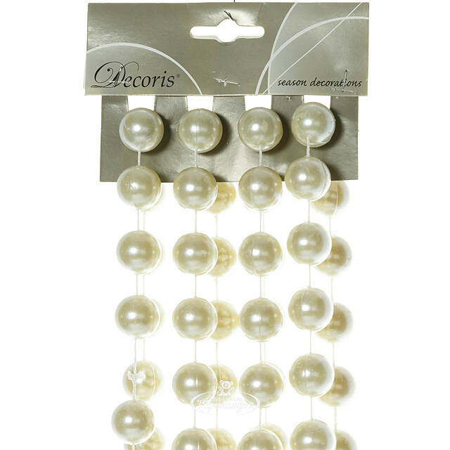 Бусы на елку Гигант 2 см*270 см кремовые, пластиковые Winter Deco