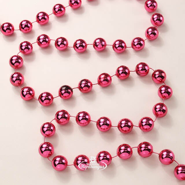 Бусы на елку Гигант 2 см*270 см малиновая фуксия, пластиковые Kaemingk