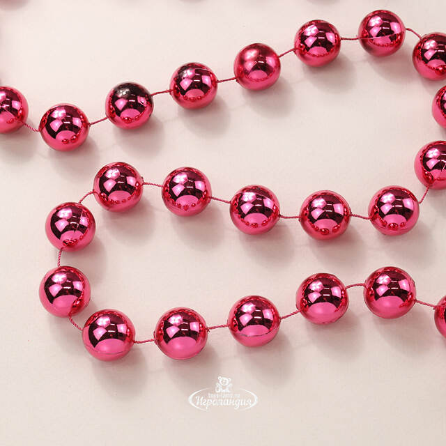 Бусы на елку Гигант 2 см*270 см малиновая фуксия, пластиковые Kaemingk