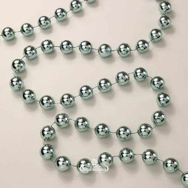 Бусы на елку Гигант 2 см*270 см голубой туман, пластиковые Kaemingk