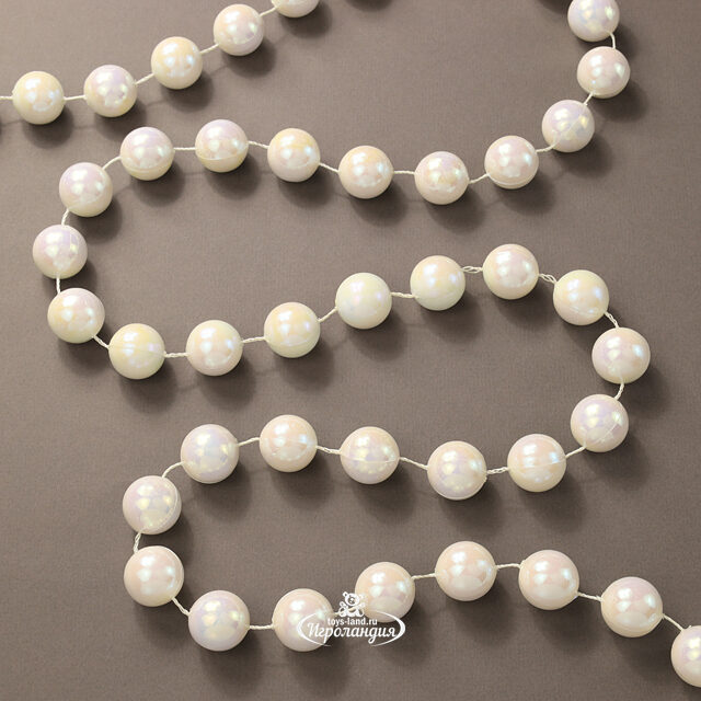 Бусы на елку Гигант 2 см*270 см белый перламутр, пластиковые Winter Deco