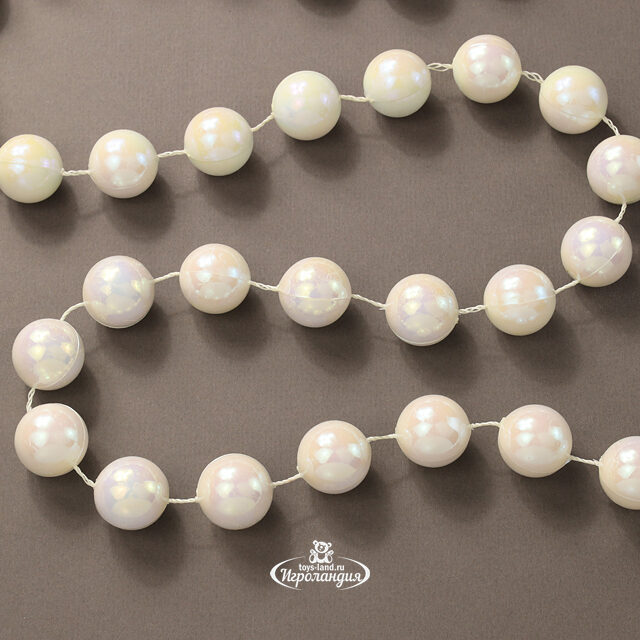 Бусы на елку Гигант 2 см*270 см белый перламутр, пластиковые Winter Deco