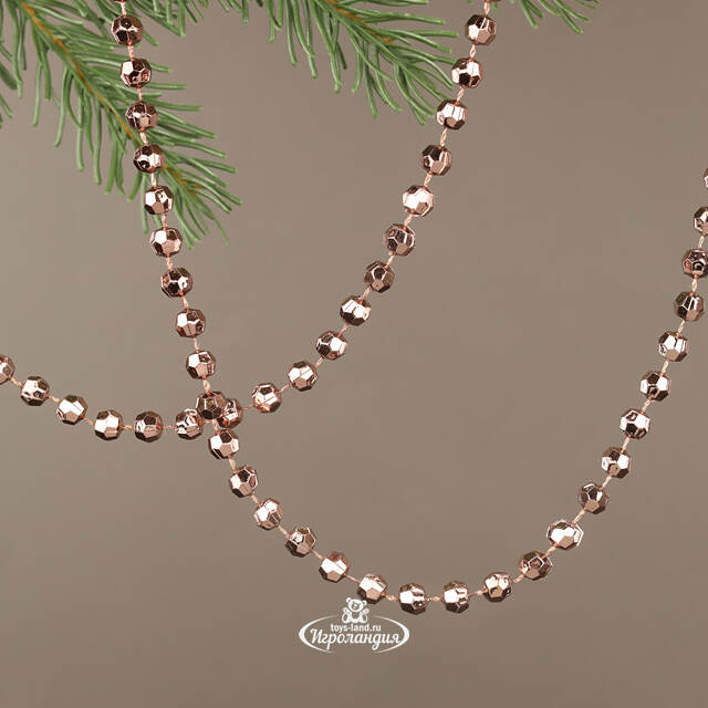 Бусы на елку Diamonds 8 мм*9 м розовый бархат, пластиковые Kaemingk