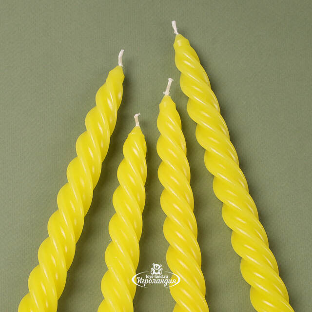 Свечи витые 24.5 см, 4 шт, желтые Омский Свечной