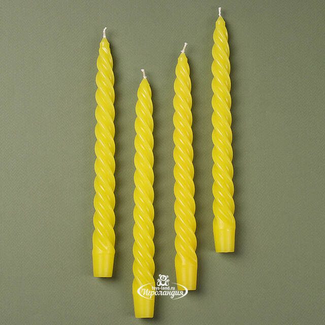 Свечи витые 24.5 см, 4 шт, желтые Омский Свечной