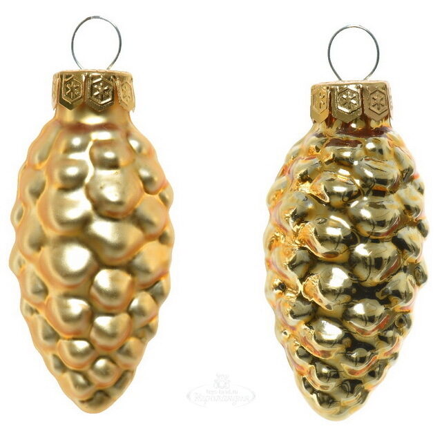 Набор стеклянных елочных игрушек Шишки 6 см золотой mix, 12 шт Winter Deco