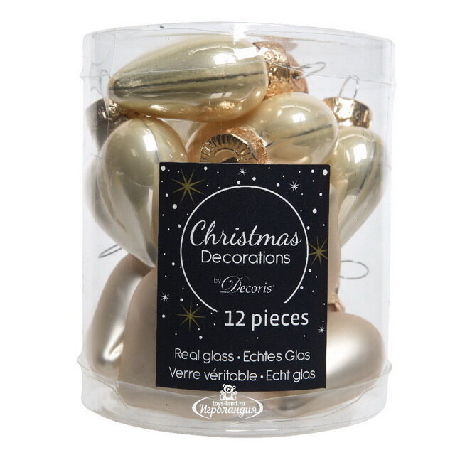 Набор стеклянных елочных игрушек Сердце Монплезира 4.5 см перламутровый mix, 12 шт Winter Deco