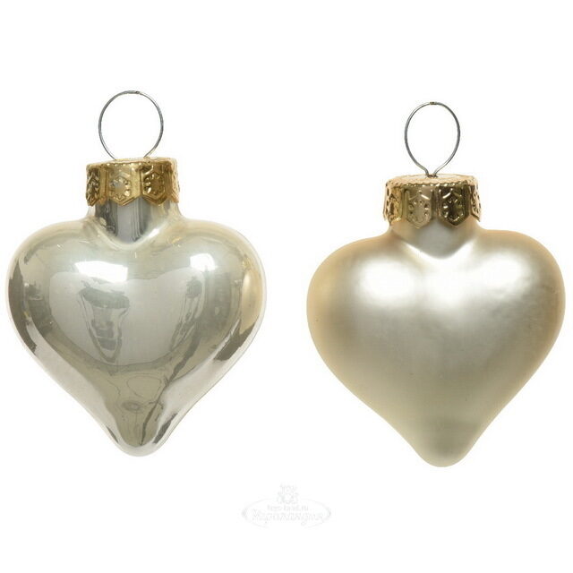 Набор стеклянных елочных игрушек Сердце Монплезира 4.5 см перламутровый mix, 12 шт Winter Deco