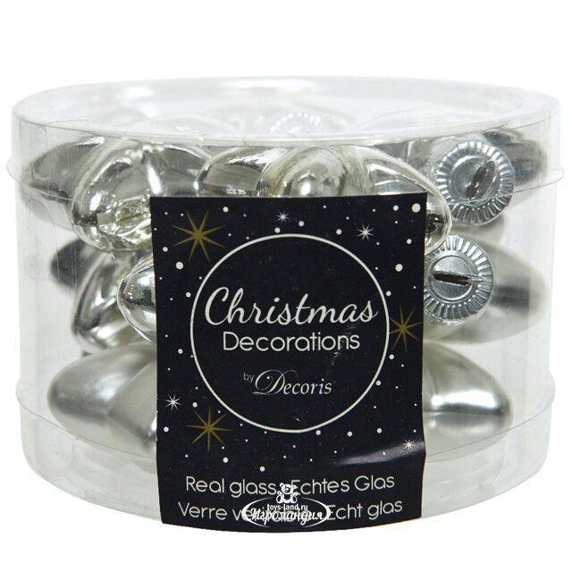 Набор стеклянных елочных игрушек Звезды 4.5 см серебряный mix, 12 шт Winter Deco