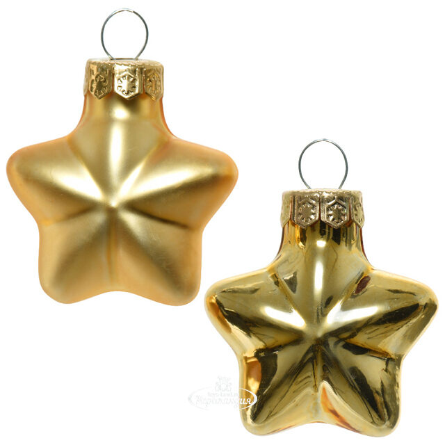 Набор стеклянных елочных игрушек Звезды 4.5 см золотой mix, 12 шт Winter Deco