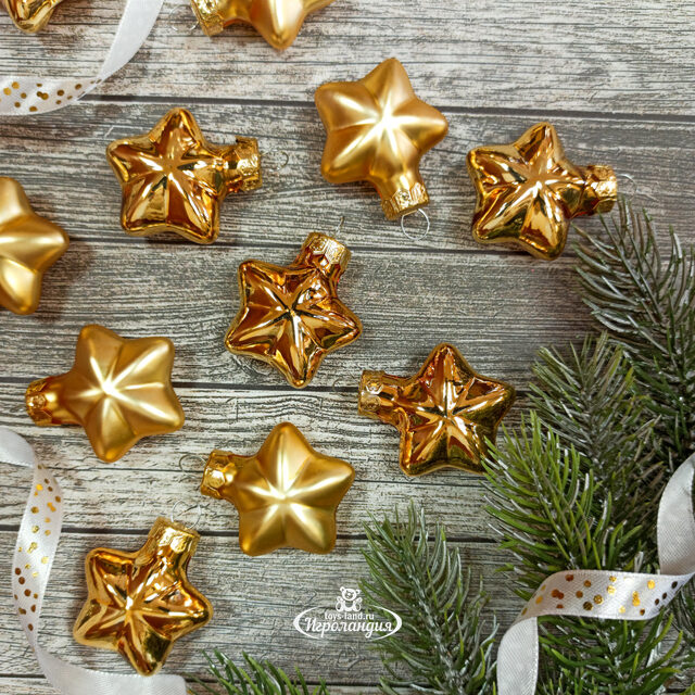 Набор стеклянных елочных игрушек Звезды 4.5 см золотой mix, 12 шт Winter Deco