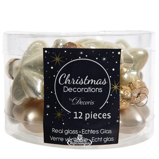 Набор стеклянных елочных игрушек Звезды 4.5 см перламутровый mix, 12 шт Winter Deco
