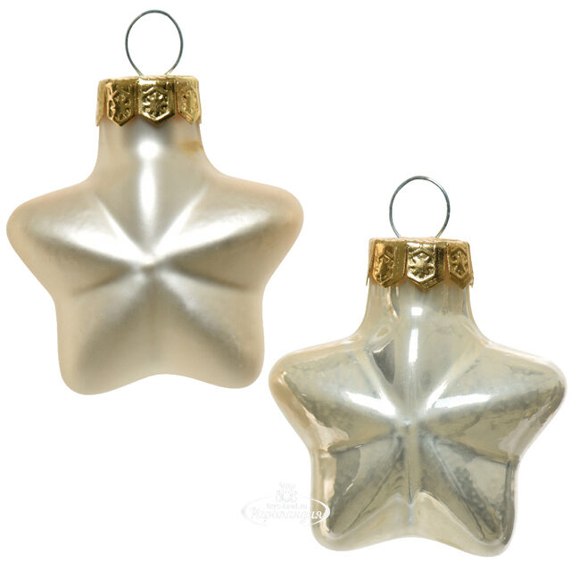 Набор стеклянных елочных игрушек Звезды 4.5 см перламутровый mix, 12 шт Winter Deco