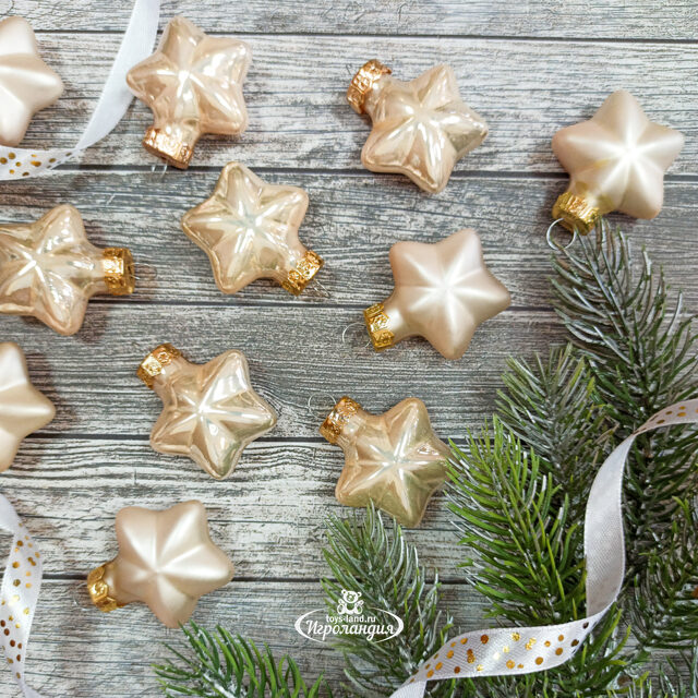Набор стеклянных елочных игрушек Звезды 4.5 см перламутровый mix, 12 шт Winter Deco