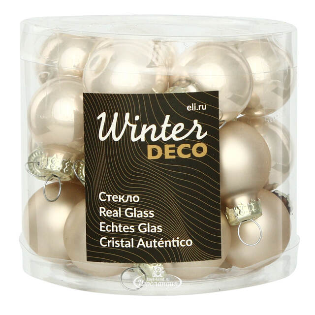 Набор стеклянных шаров 2.5 см перламутровый микс, 24 шт Winter Deco