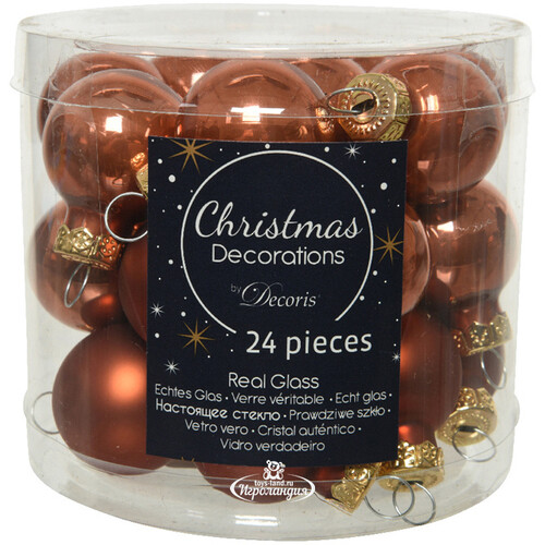 Набор стеклянных шаров 2.5 см terra brown mix, 24 шт Winter Deco