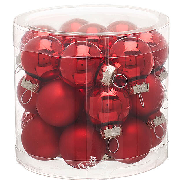 Набор стеклянных шаров 2.5 см красный mix, 24 шт Winter Deco