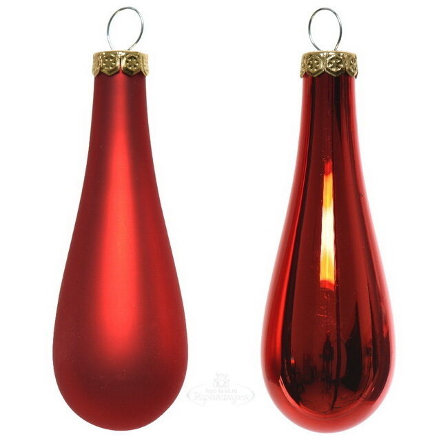 Набор елочных игрушек Капля 7.5 см красный mix, 12 шт, стекло Winter Deco