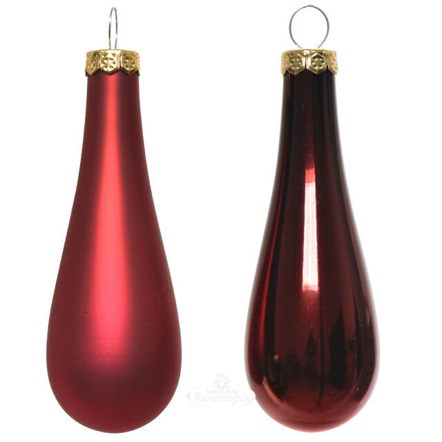 Набор елочных игрушек Капля 7.5 см бордовый микс, 12 шт, стекло Kaemingk/Winter Deco (Кейминг/Винтер Деко)