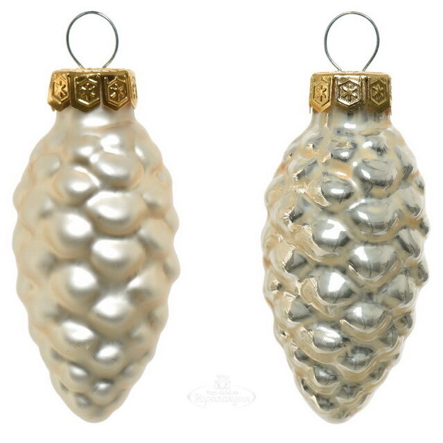 Набор стеклянных елочных игрушек Шишки 6 см перламутровый mix, 12 шт Winter Deco