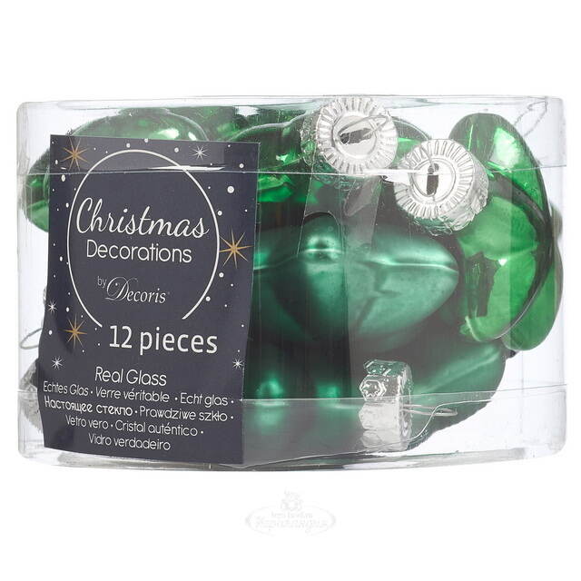 Набор стеклянных елочных игрушек Звезды 4.5 см рождественский зеленый mix, 12 шт Kaemingk (Кейминг)