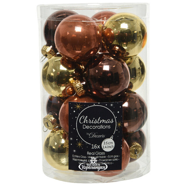 Коллекция стеклянных шаров Warm Glow 3.5 см, 16 шт Winter Deco