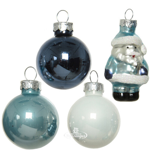 Набор стеклянных елочных игрушек Polar Night: Санта Клаус 3-5 см, 9 шт, подвеска Kaemingk