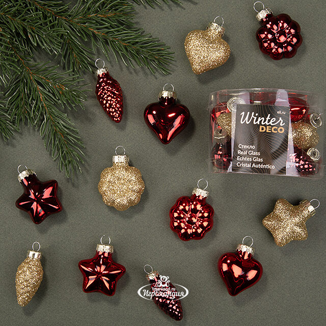 Набор стеклянных елочных игрушек Традиции, 12 шт, подвеска Winter Deco