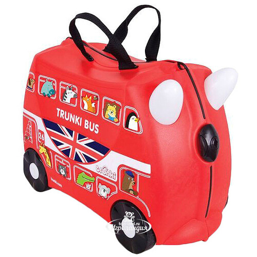 Детский чемодан-каталка Автобус Борис с наклейками Trunki