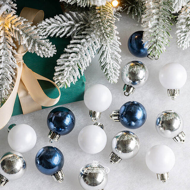 Набор пластиковых шаров Блеск - Полярная Ночь 3 см, 14 шт Kaemingk