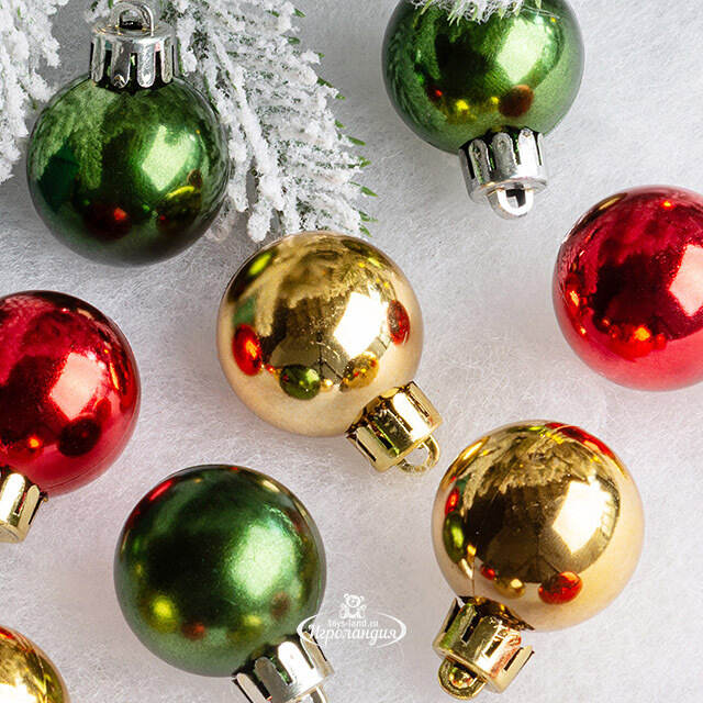 Набор пластиковых шаров Блеск - Канун Рождества 3 см, 14 шт Kaemingk