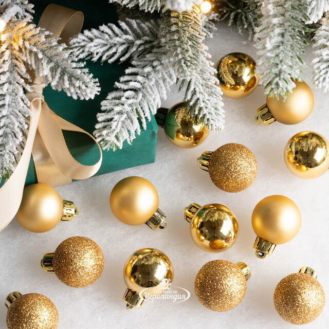 Набор пластиковых шаров Блеск 3 см золотой, 14 шт Winter Deco