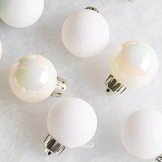 Набор пластиковых шаров Блеск 3 см белый перламутр, 14 шт Winter Deco