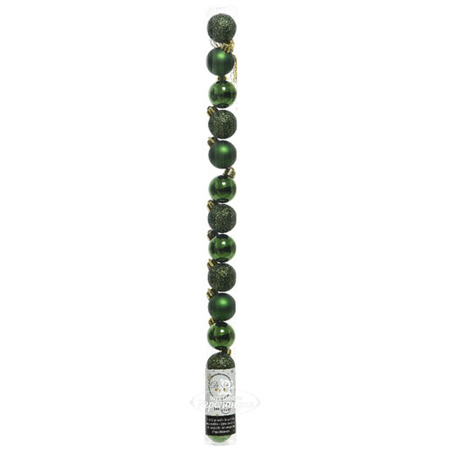 Набор пластиковых шаров Блеск 3 см зеленый бархат, 14 шт Winter Deco