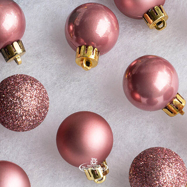 Набор пластиковых шаров Блеск 3 см розовый бархат, 14 шт Kaemingk