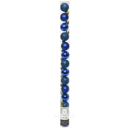Набор пластиковых шаров Блеск 3 см синий королевский, 14 шт Kaemingk