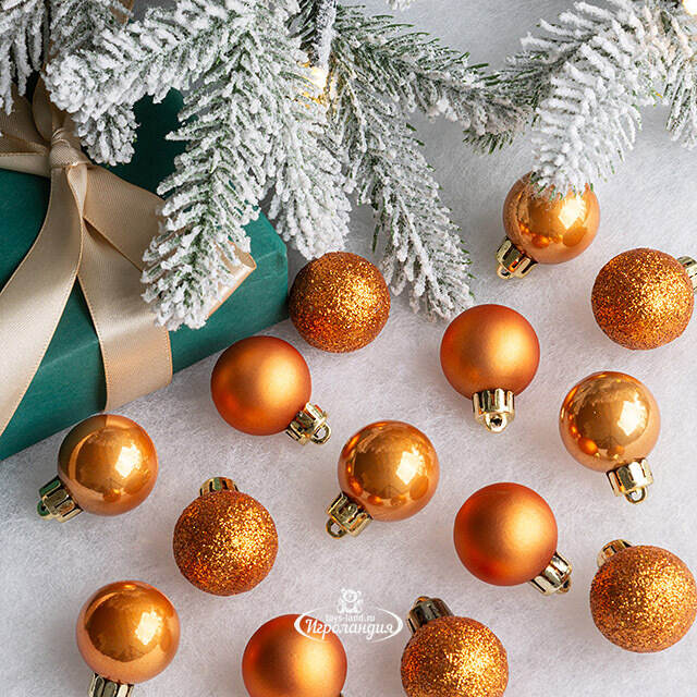 Набор пластиковых шаров Блеск 3 см янтарный, 14 шт Kaemingk