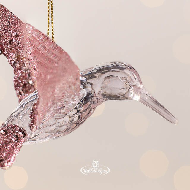 Елочная игрушка Птичка Колибри Pearl Blush 12 см, подвеска Kaemingk