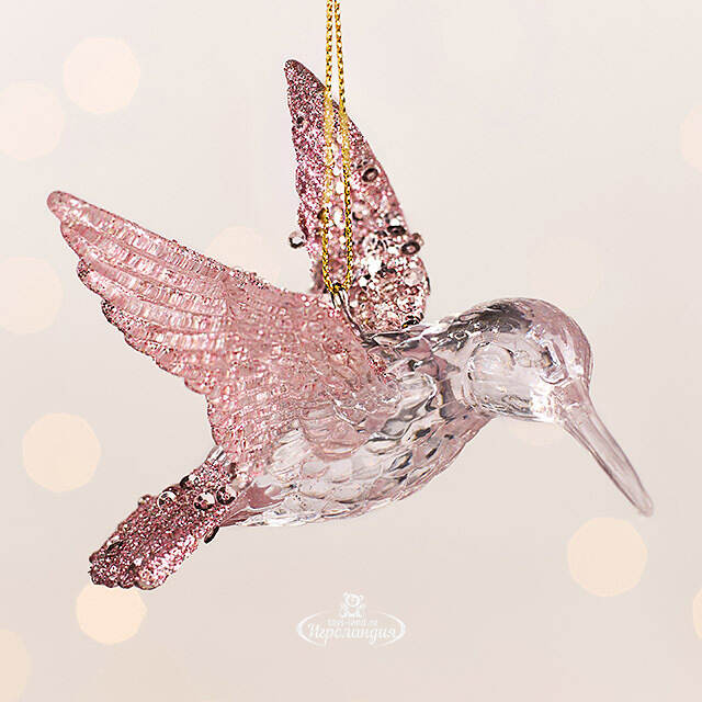 Елочная игрушка Птичка Колибри Pearl Blush 12 см, подвеска Kaemingk