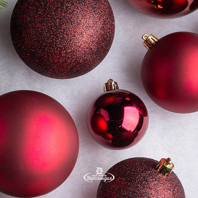 Набор пластиковых шаров Cosmo Бордовый, 6-10 см, 26 шт Winter Deco