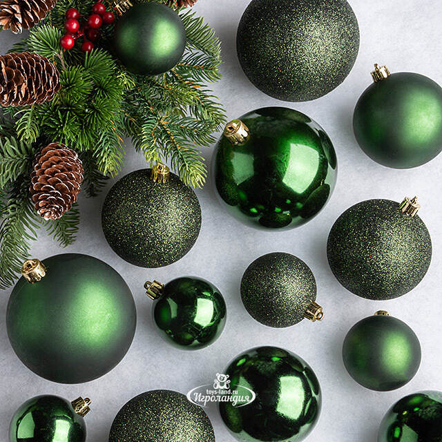 Набор пластиковых шаров Cosmo Зеленый Бархат, 6-10 см, 26 шт Winter Deco