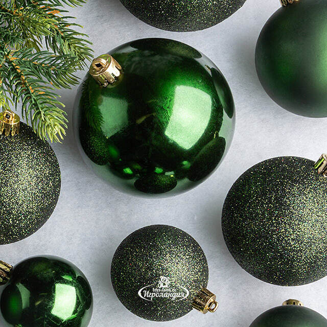 Набор пластиковых шаров Cosmo Зеленый Бархат, 6-10 см, 26 шт Winter Deco
