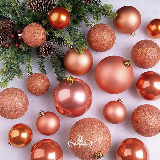 Набор пластиковых шаров Cosmo Красный апельсин, 6-10 см, 26 шт Winter Deco